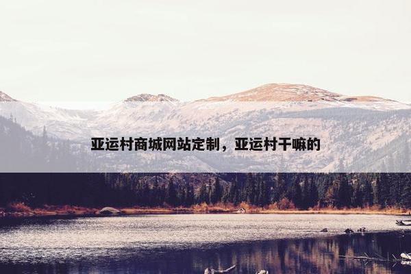 亚运村商城网站定制，亚运村干嘛的