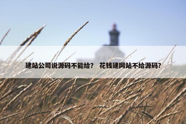 建站公司说源码不能给？ 花钱建网站不给源码？