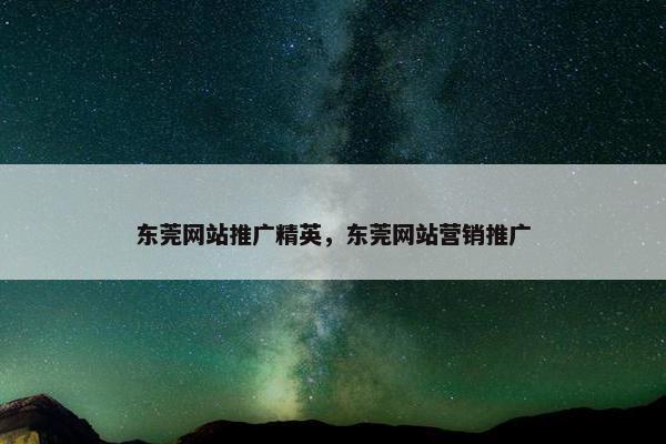 东莞网站推广精英，东莞网站营销推广