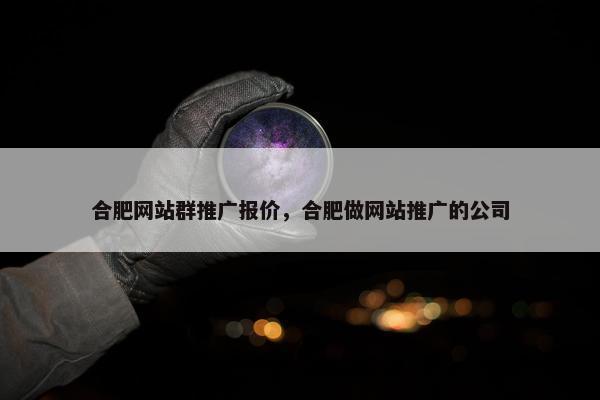 合肥网站群推广报价，合肥做网站推广的公司
