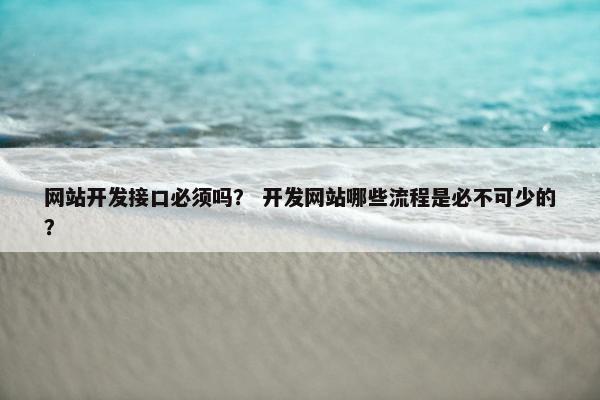 网站开发接口必须吗？ 开发网站哪些流程是必不可少的？