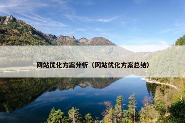 网站优化方案分析（网站优化方案总结）