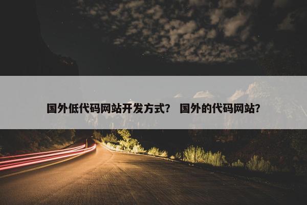国外低代码网站开发方式？ 国外的代码网站？