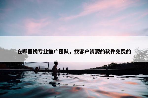 在哪里找专业推广团队，找客户资源的软件免费的