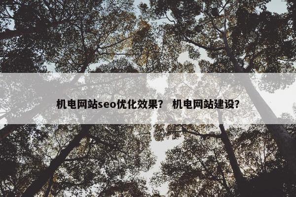 机电网站seo优化效果？ 机电网站建设？