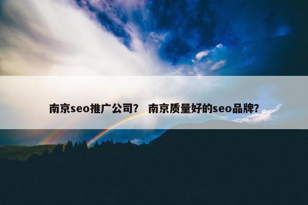 南京seo推广公司？ 南京质量好的seo品牌？