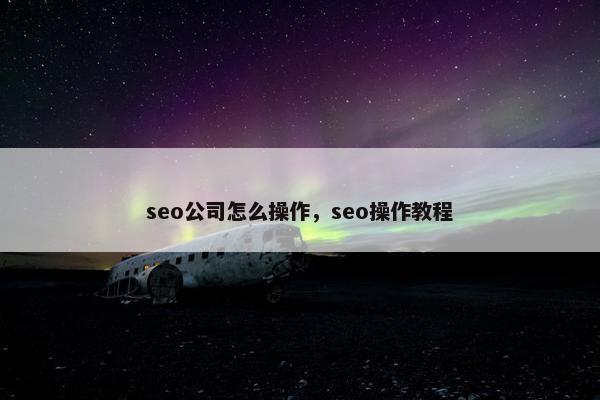 seo公司怎么操作，seo操作教程
