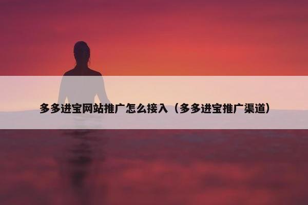 多多进宝网站推广怎么接入（多多进宝推广渠道）