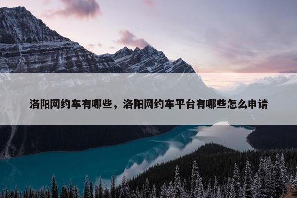 洛阳网约车有哪些，洛阳网约车平台有哪些怎么申请