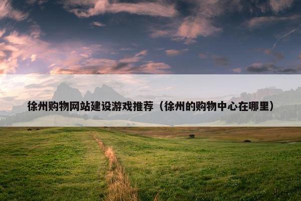 徐州购物网站建设游戏推荐（徐州的购物中心在哪里）