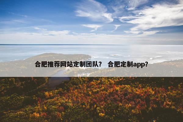 合肥推荐网站定制团队？ 合肥定制app？