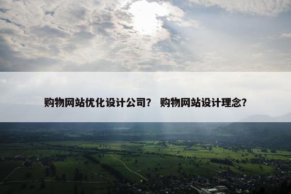 购物网站优化设计公司？ 购物网站设计理念？