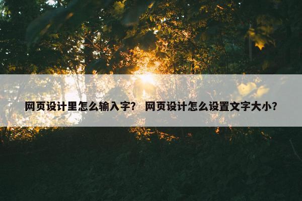 网页设计里怎么输入字？ 网页设计怎么设置文字大小？