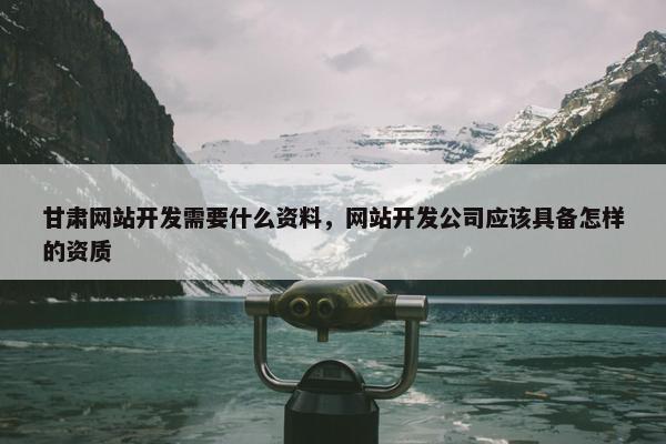 甘肃网站开发需要什么资料，网站开发公司应该具备怎样的资质