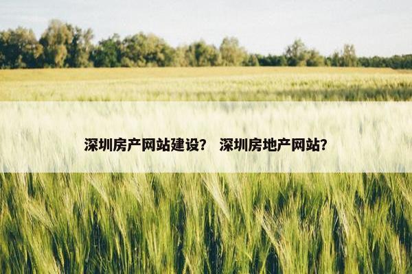 深圳房产网站建设？ 深圳房地产网站？