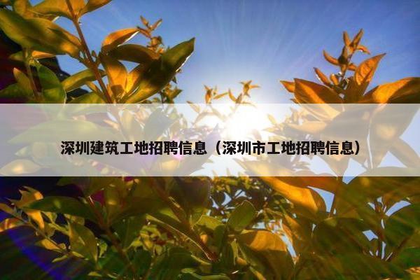 深圳建筑工地招聘信息（深圳市工地招聘信息）