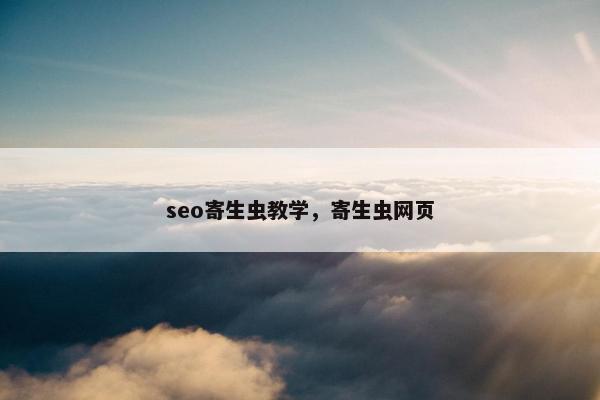seo寄生虫教学，寄生虫网页