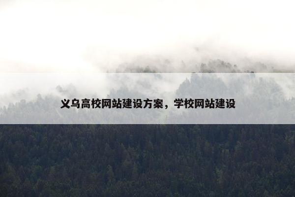 义乌高校网站建设方案，学校网站建设