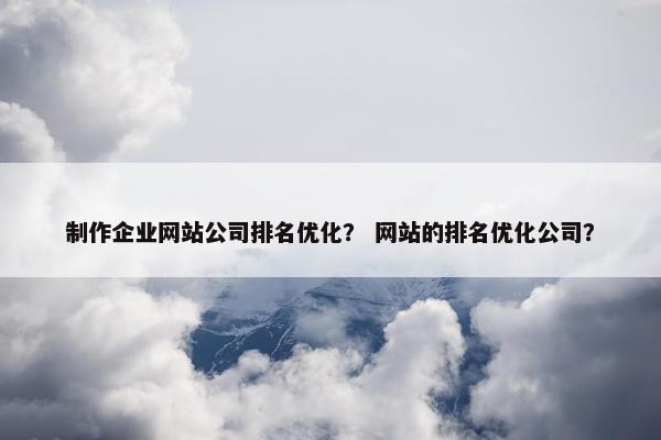 制作企业网站公司排名优化？ 网站的排名优化公司？