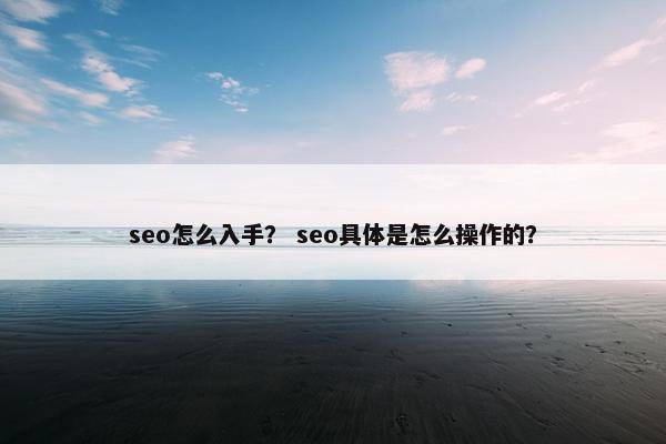 seo怎么入手？ seo具体是怎么操作的？