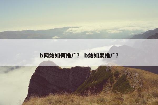 b网站如何推广？ b站如果推广？