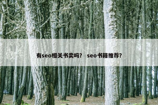有seo相关书卖吗？ seo书籍推荐？
