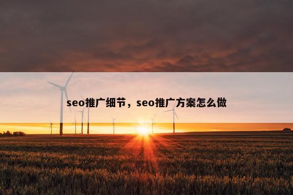 seo推广细节，seo推广方案怎么做
