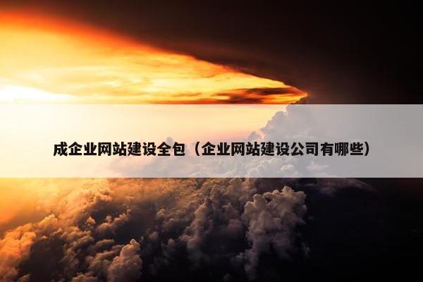 成企业网站建设全包（企业网站建设公司有哪些）