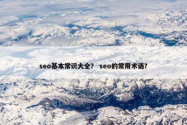 seo基本常识大全？ seo的常用术语？