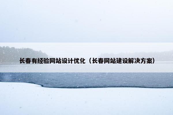 长春有经验网站设计优化（长春网站建设解决方案）