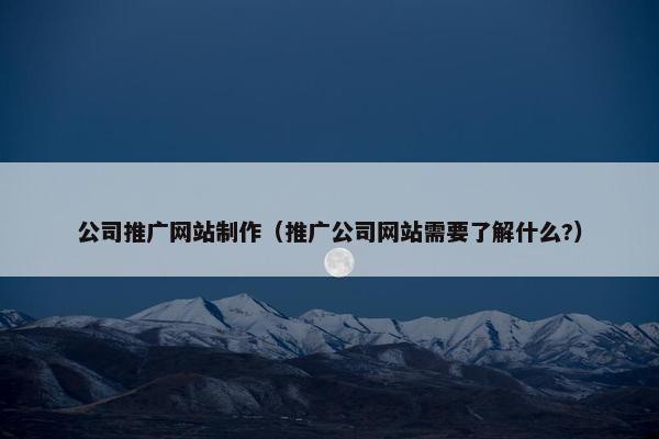 公司推广网站制作（推广公司网站需要了解什么?）