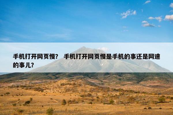 手机打开网页慢？ 手机打开网页慢是手机的事还是网速的事儿？