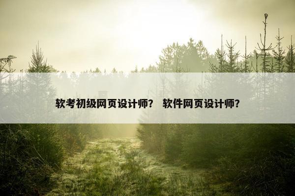 软考初级网页设计师？ 软件网页设计师？