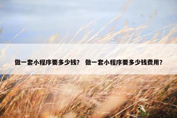做一套小程序要多少钱？ 做一套小程序要多少钱费用？