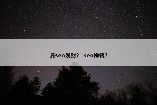 靠seo发财？ seo挣钱？
