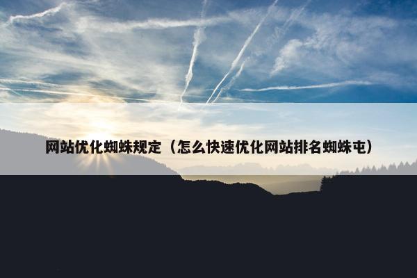 网站优化蜘蛛规定（怎么快速优化网站排名蜘蛛屯）