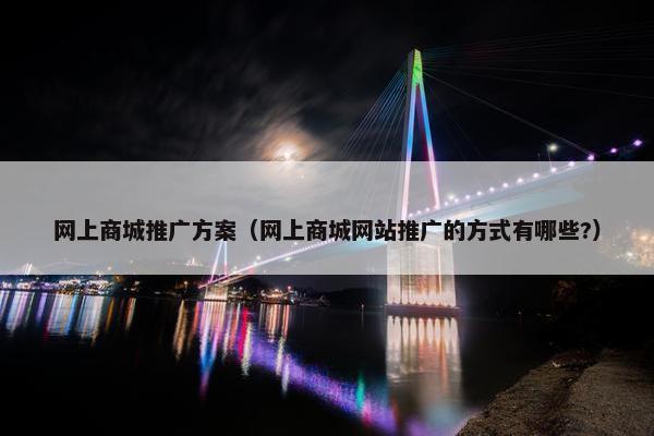网上商城推广方案（网上商城网站推广的方式有哪些?）