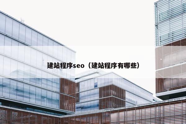 建站程序seo（建站程序有哪些）