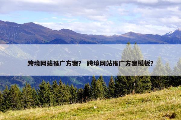 跨境网站推广方案？ 跨境网站推广方案模板？