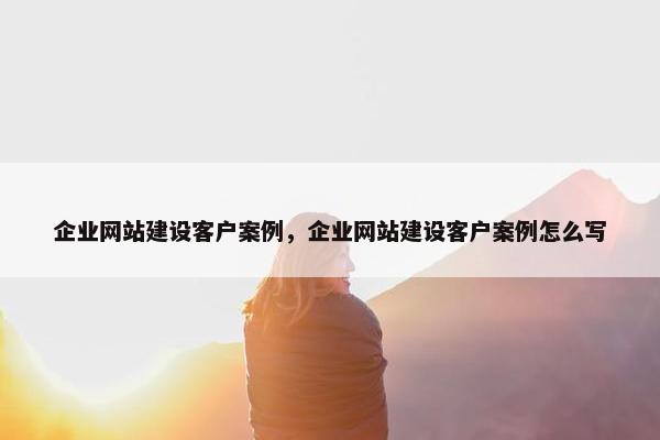 企业网站建设客户案例，企业网站建设客户案例怎么写