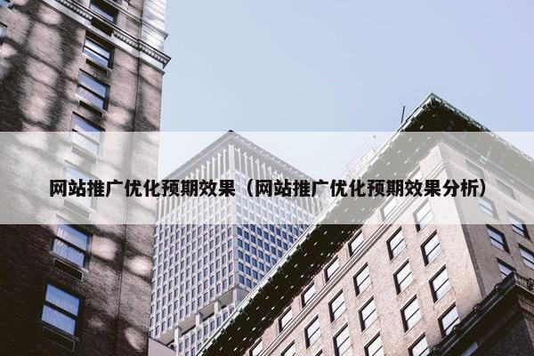网站推广优化预期效果（网站推广优化预期效果分析）