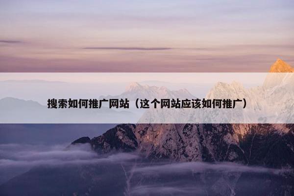 搜索如何推广网站（这个网站应该如何推广）