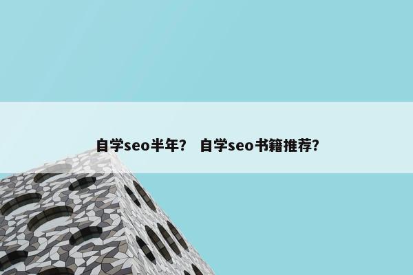 自学seo半年？ 自学seo书籍推荐？