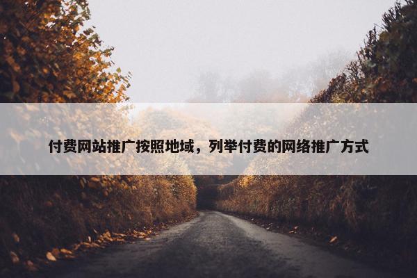 付费网站推广按照地域，列举付费的网络推广方式