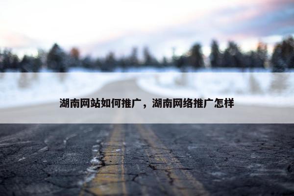 湖南网站如何推广，湖南网络推广怎样
