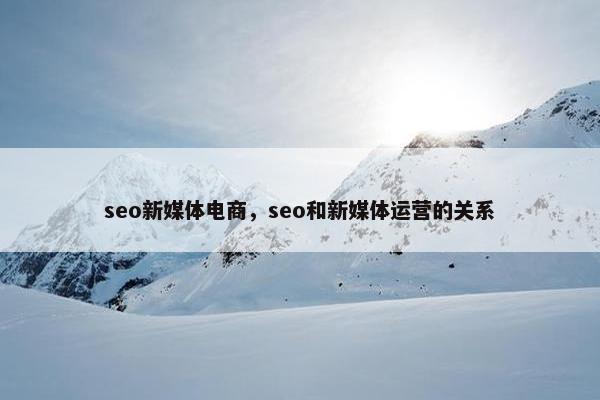 seo新媒体电商，seo和新媒体运营的关系