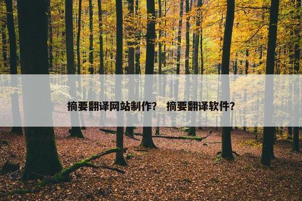 摘要翻译网站制作？ 摘要翻译软件？