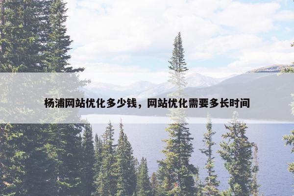 杨浦网站优化多少钱，网站优化需要多长时间