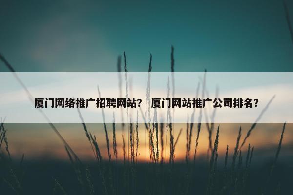 厦门网络推广招聘网站？ 厦门网站推广公司排名？