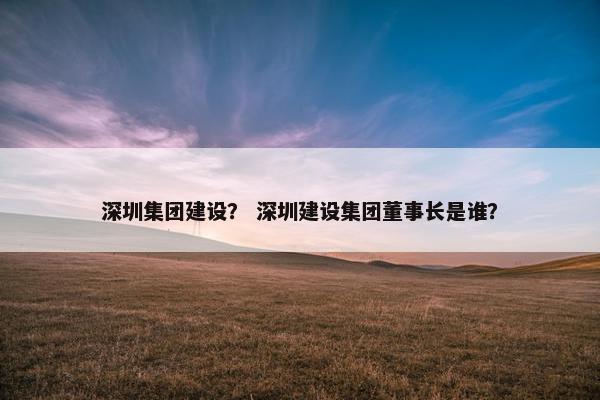 深圳集团建设？ 深圳建设集团董事长是谁？